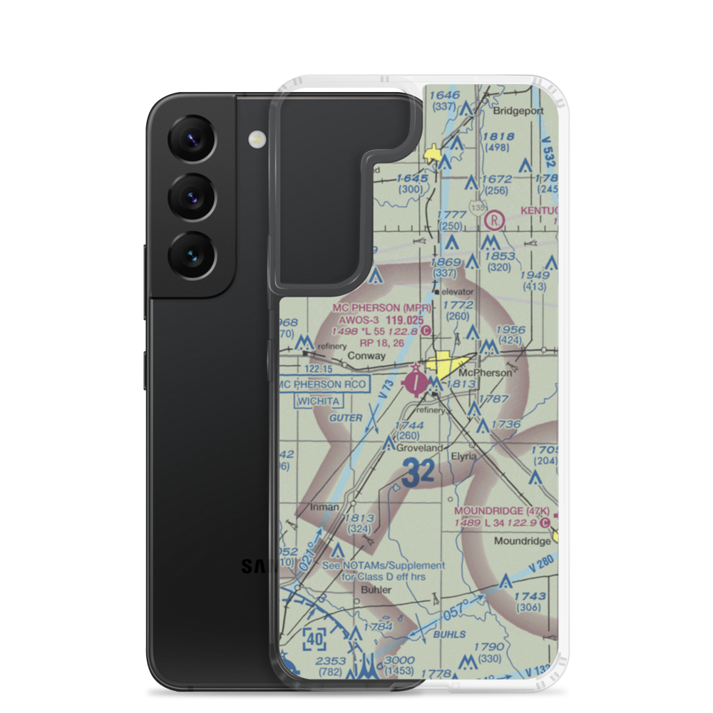 Mc Pherson Airport (MPR) VFR Sectional Samsung Case Samsung Galaxy S22 model shown