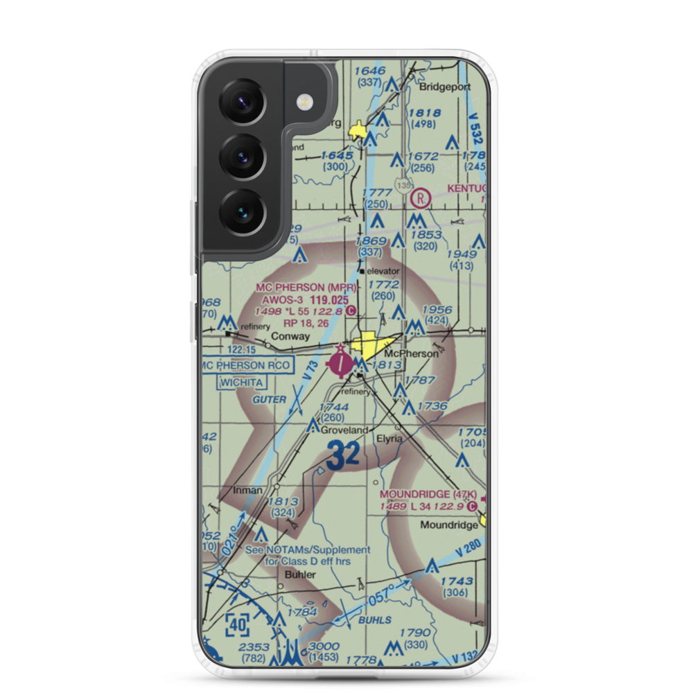 Mc Pherson Airport (MPR) VFR Sectional Samsung Case Samsung Galaxy S22 Plus model shown