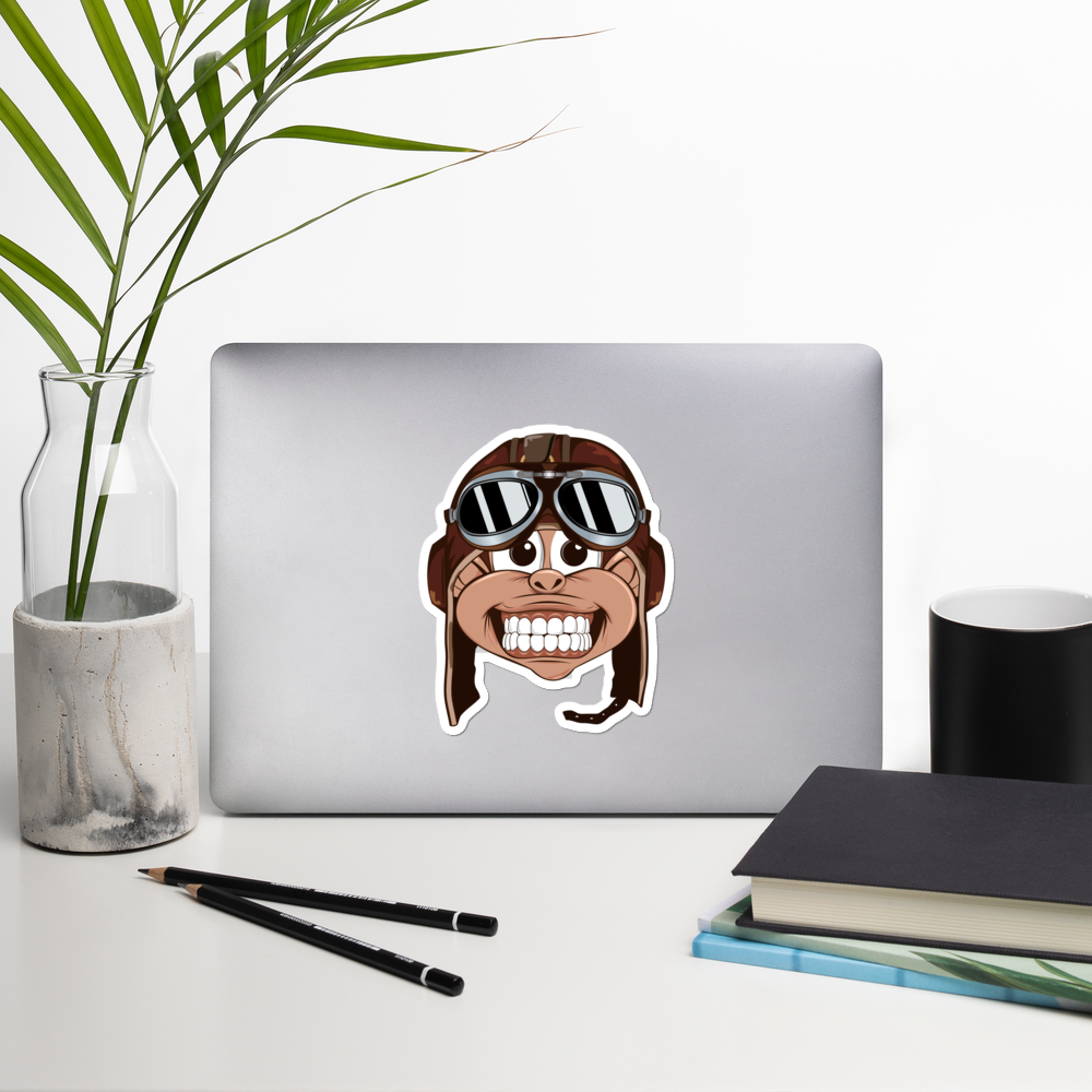 Monkey in Vintage Aviator Helmet Sticker 